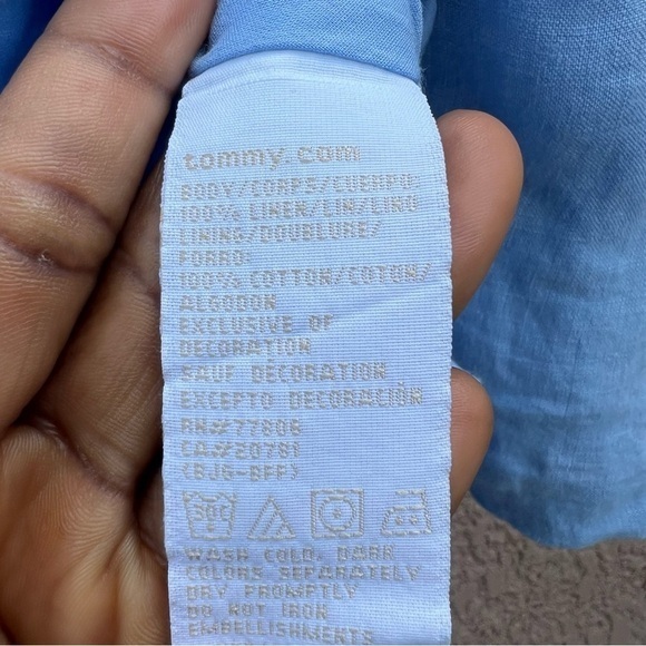 Tommy Hilfiger 100% Linen Skirt Women’s Size 14 Embroidered Floral Flare Hem - Picture 8 of 10